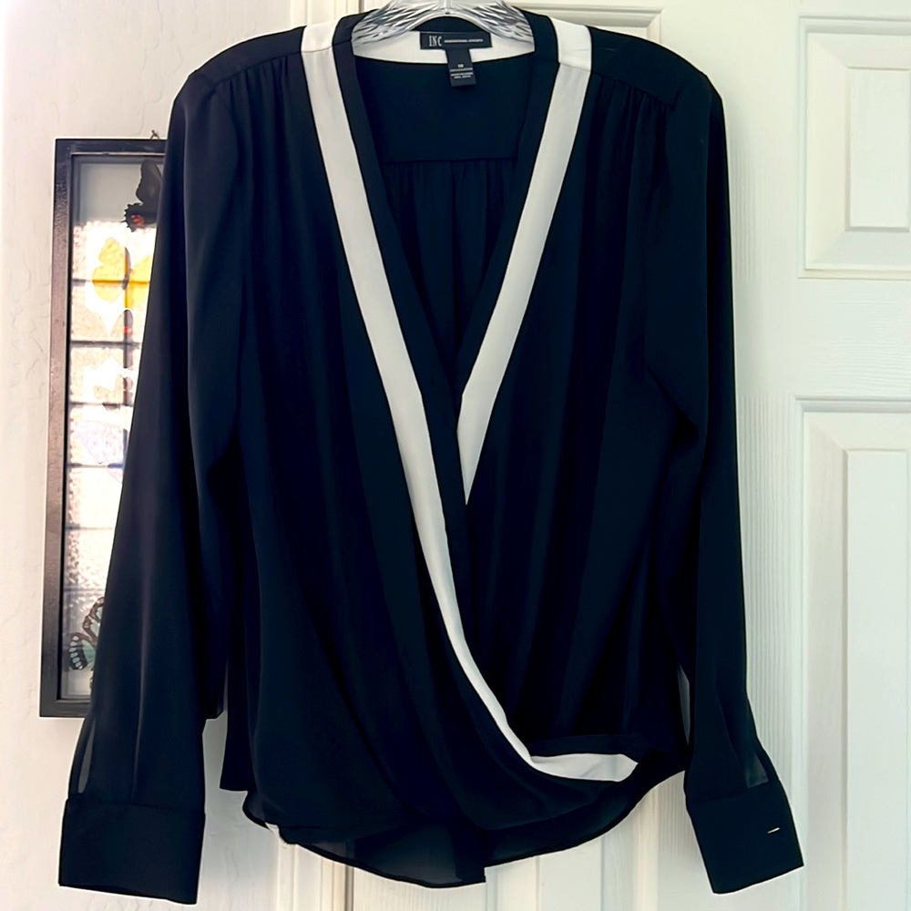 INC International Concepts Black and White Blouse